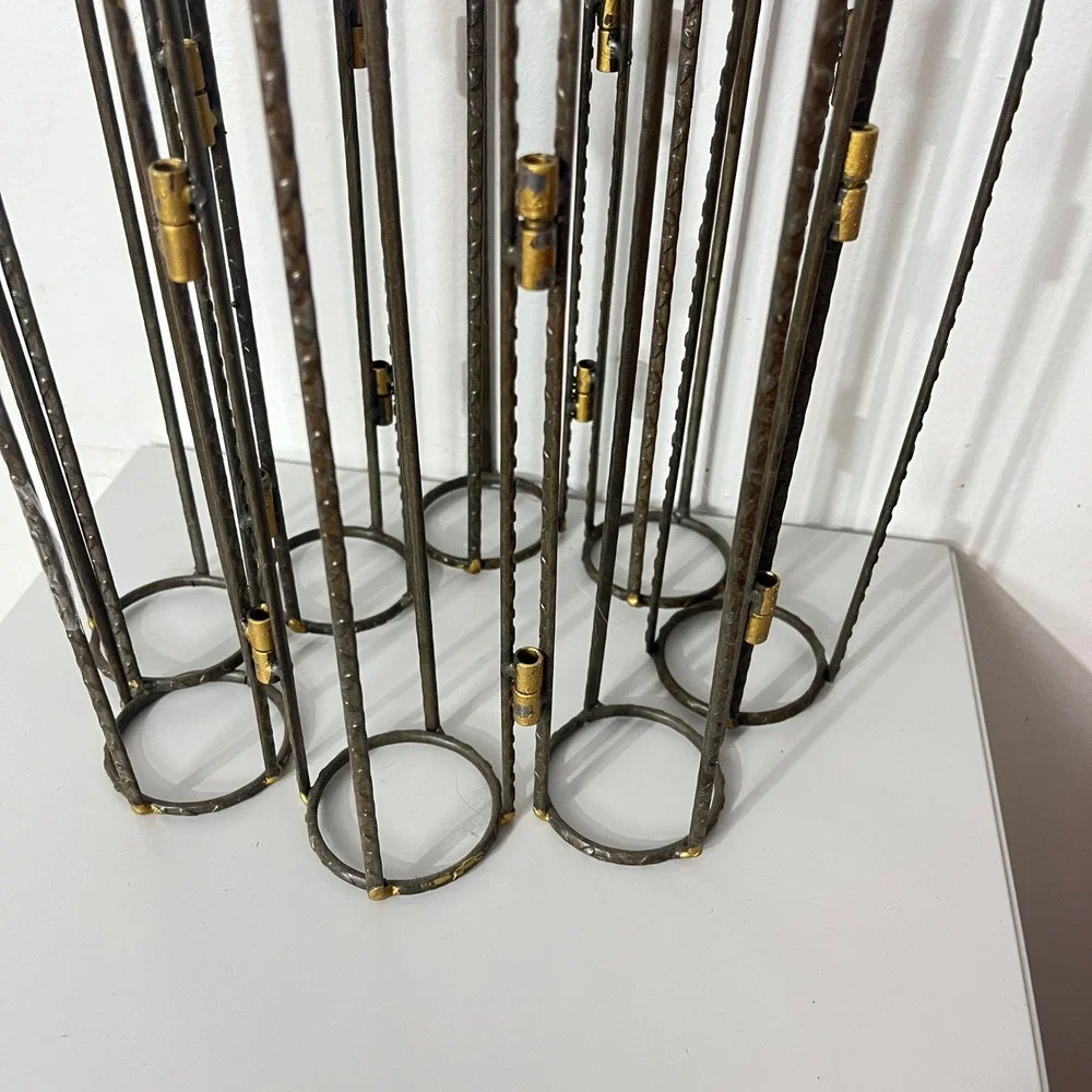Ascencio Hinged Candle Holders Home Decor  Bronze Brutalist Metal Tiered 8-Cup